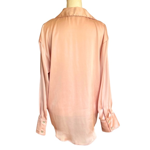 🌸🌸 NWOT Zara Satin Button Down Collared Shirt in Pale Pink – Size Medium - Picture 2 of 6